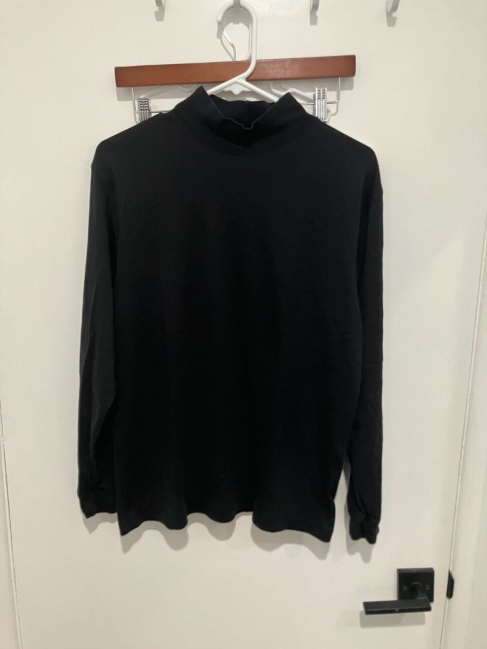 L.L. Bean Men's Long Sleeve Mock Neck Shirt, Black, Size Medium